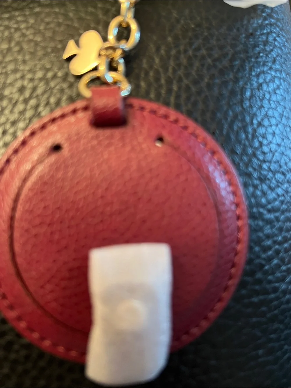 KATE SPADE NWT berry leather circle keyring bag charm with gold hardware